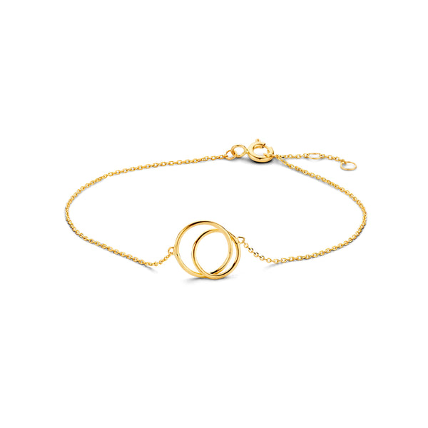 9k Goud 2 Ringen Armband 16,5-17,5-18,5cm