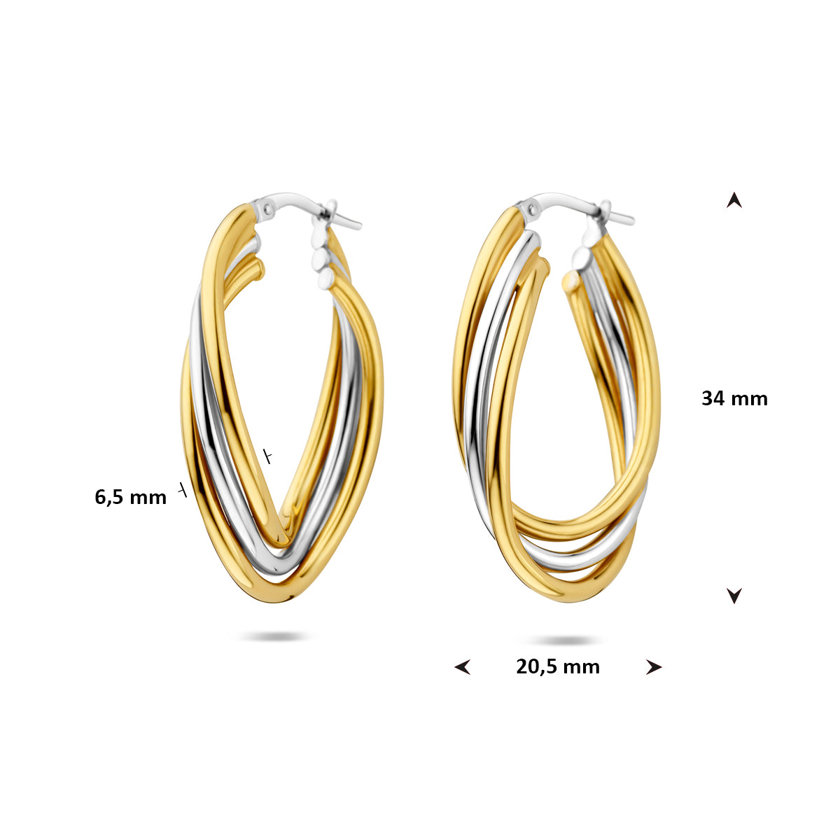 Verguld Zilver Oorringen 34mm 1 Micron