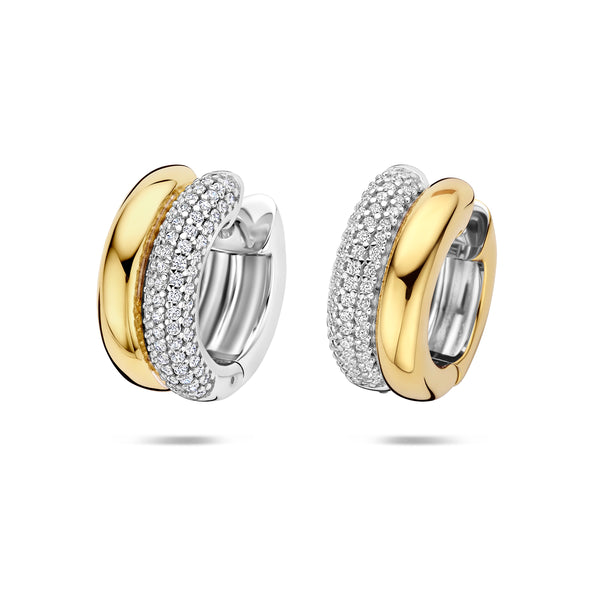 Verguld Zilver Klapoorringen Zirkonia 17,5mm 1 Micron