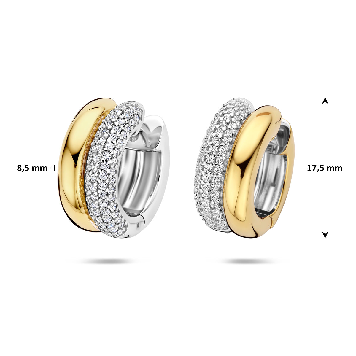 Verguld Zilver Klapoorringen Zirkonia 17,5mm 1 Micron