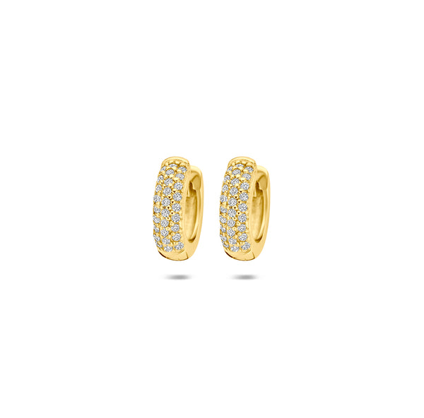 Verguld Zilver Klapoorringen Zirkonia 12mm 1 Micron