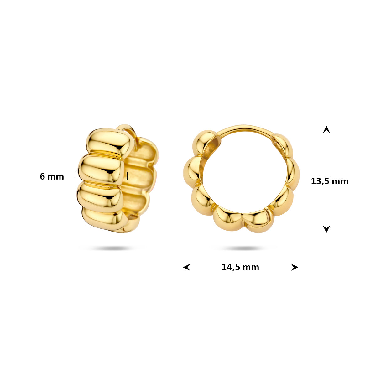 Verguld Zilver Klapoorringen 13,5mm 1 Micron