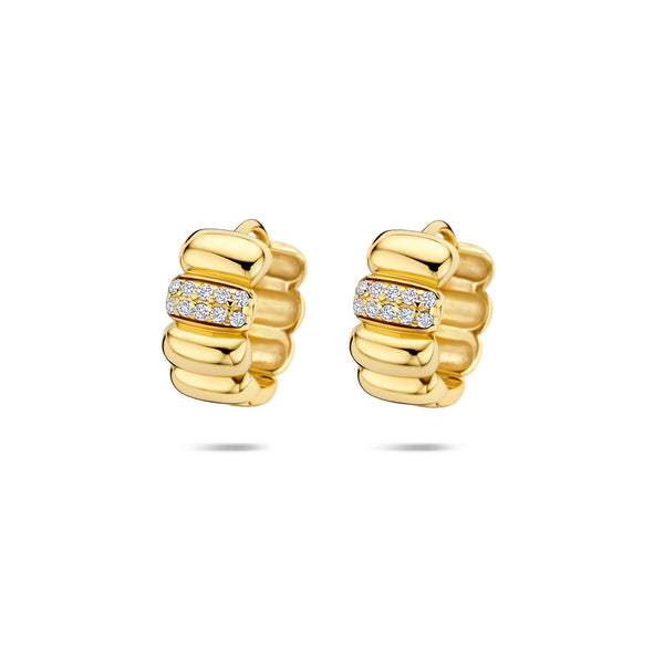 Verguld Zilver Klapoorringen Zirkonia 13,5mm 1 Micron