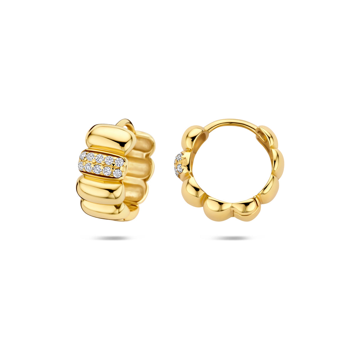 Verguld Zilver Klapoorringen Zirkonia 13,5mm 1 Micron