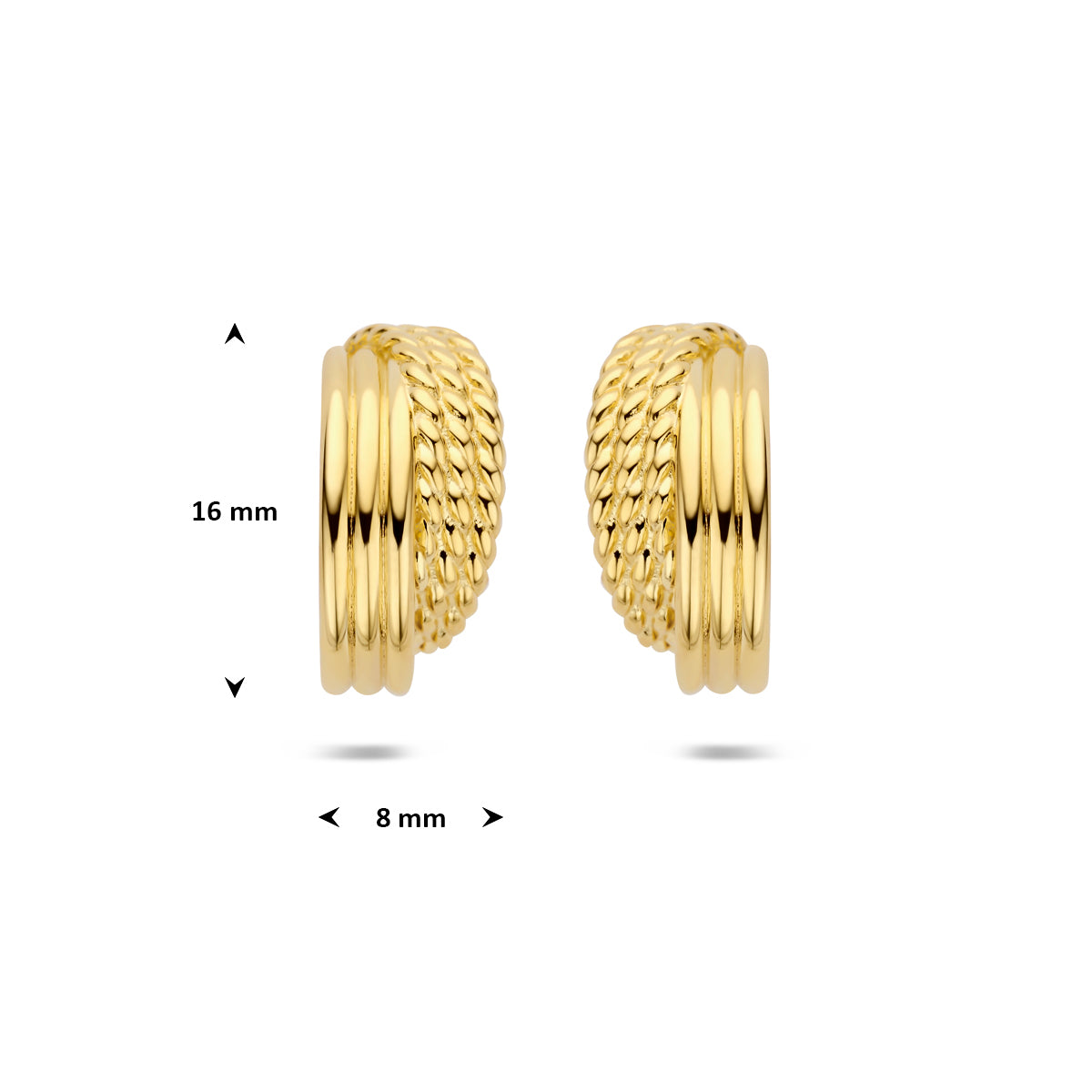 Verguld Zilver Stekeroorringen 16mm 1 Micron