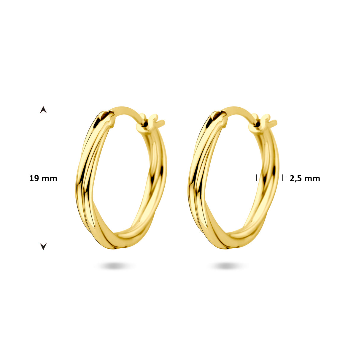 Verguld Zilver Oorringen Gedraaid 19mm 1 Micron