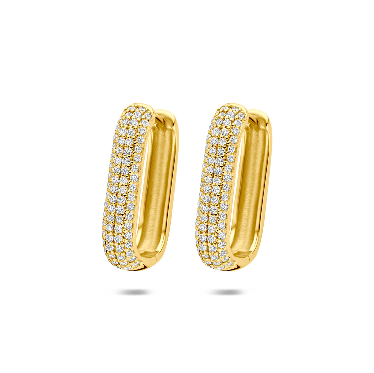 Verguld Zilver Klapoorringen Zirkonia Buis 4mm 1 Micron