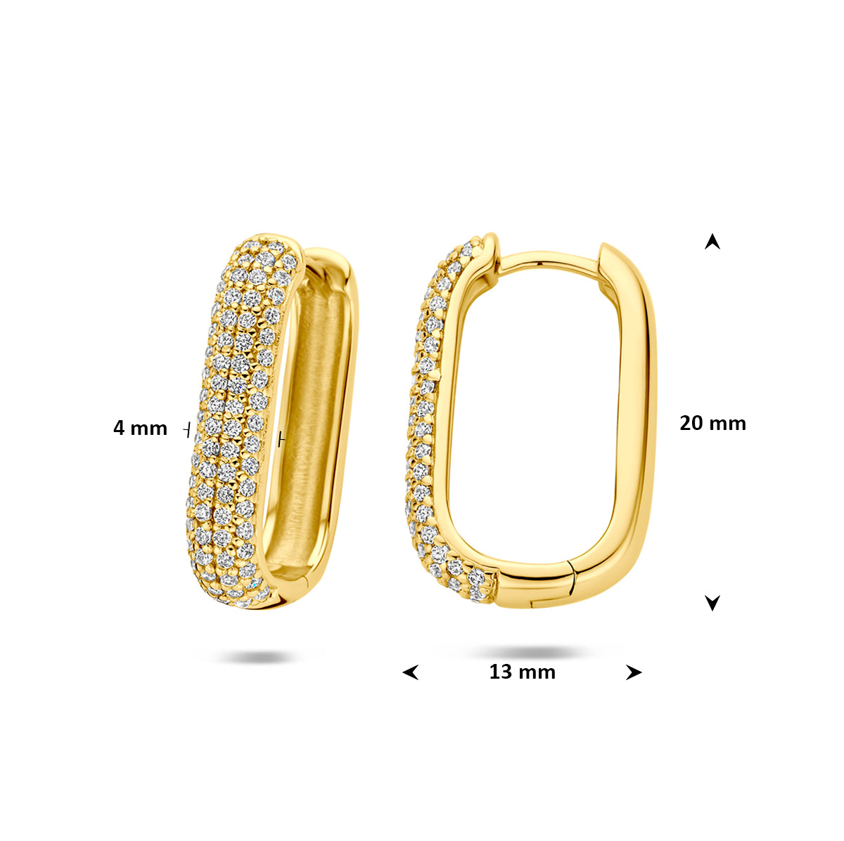 Verguld Zilver Klapoorringen Zirkonia Buis 4mm 1 Micron