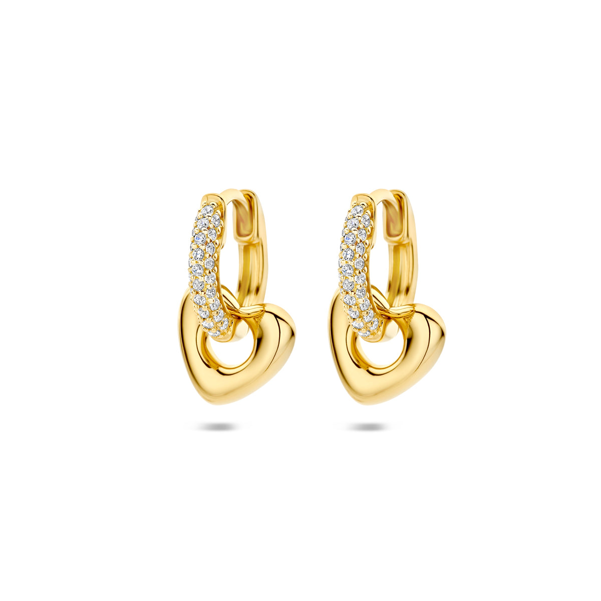 Verguld Zilver Klapoorringen Hartje Zirkoina 17mm 1 Micron