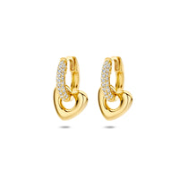 Verguld Zilver Klapoorringen Hartje Zirkoina 17mm 1 Micron