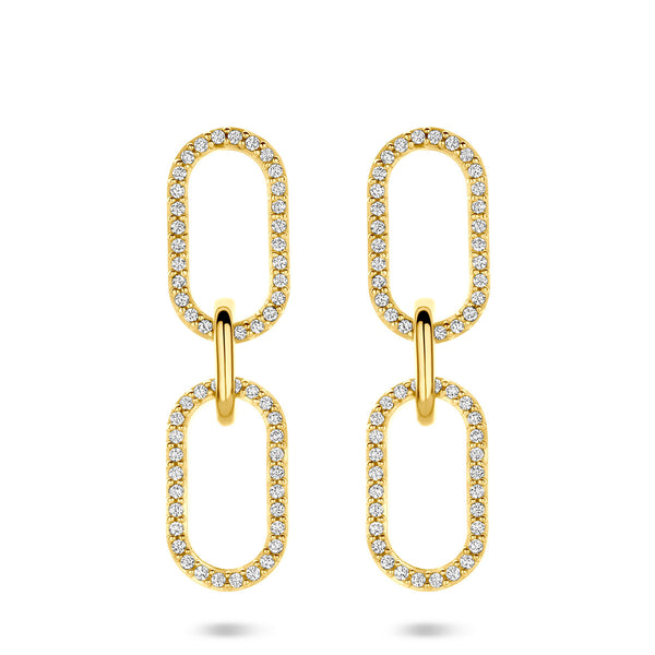 Verguld Zilver Oorhangers Zirkonia 33mm 1 Micron
