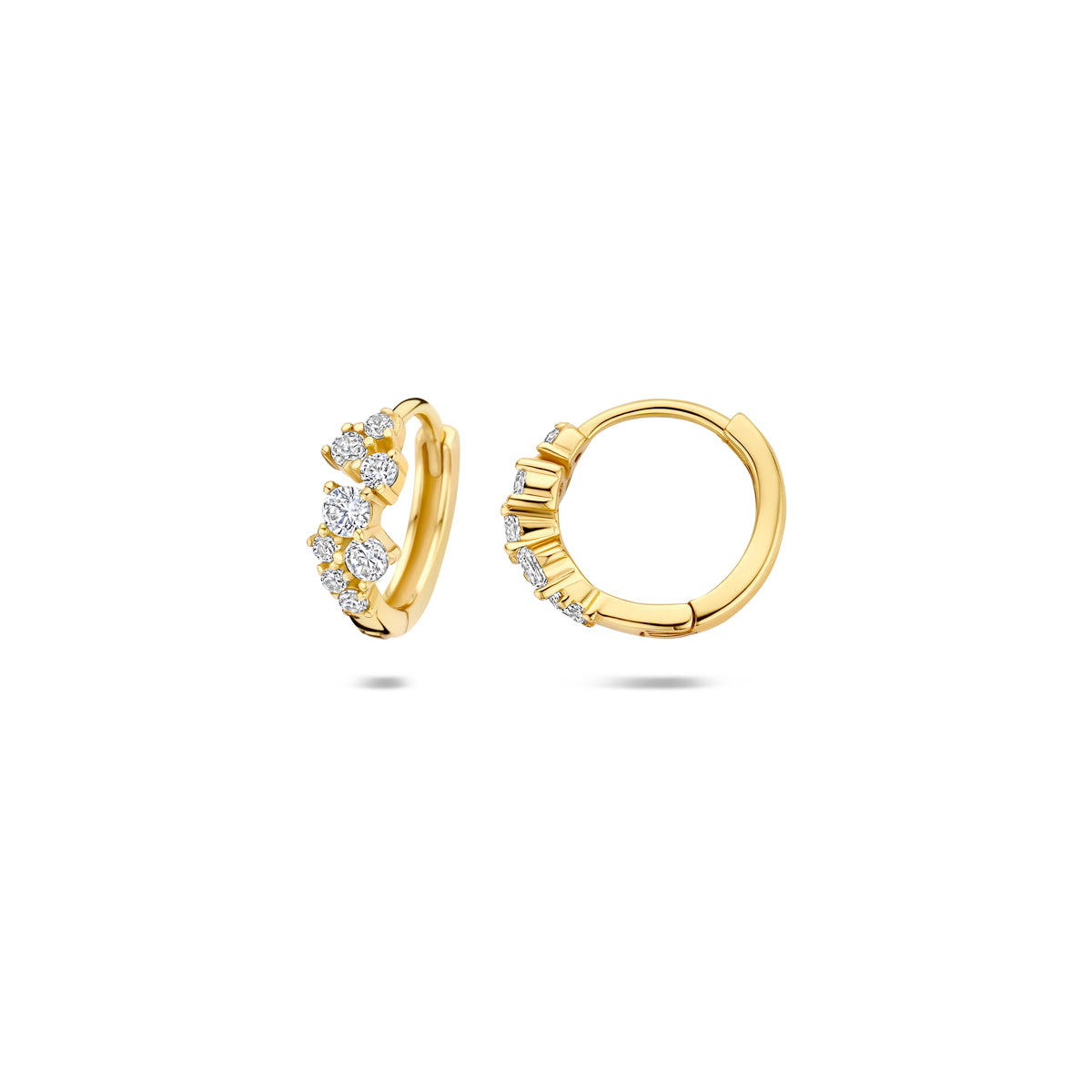 Verguld Zilver Zirkonia Klap Creool 11x12.5mm
