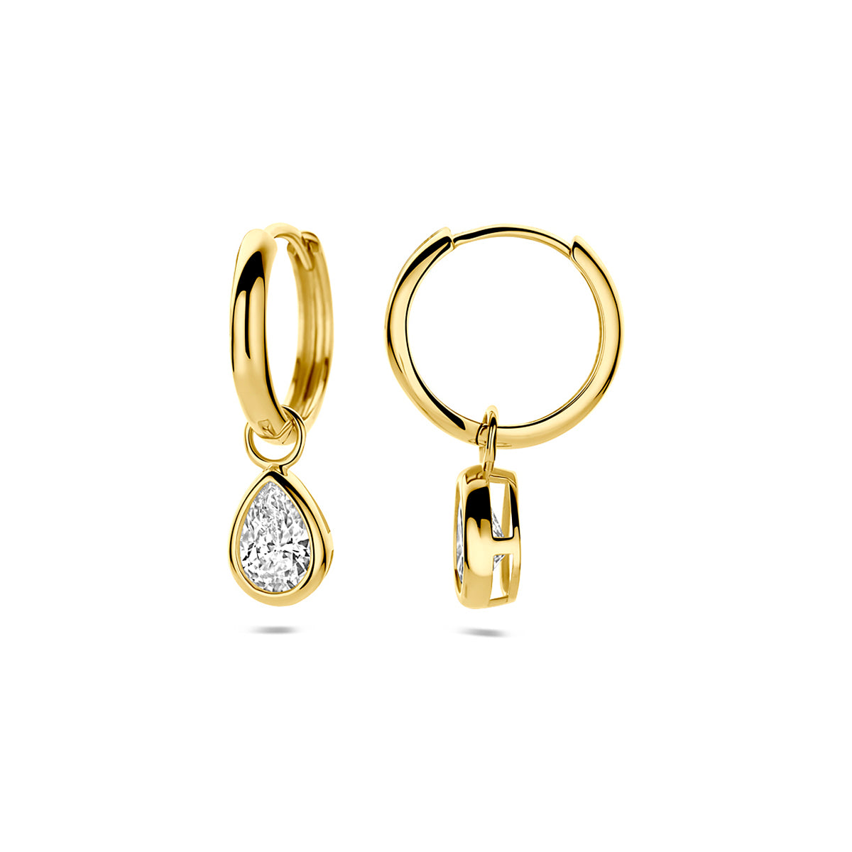 9k Goud Zirkonia Oorhanger 21mm hoog
