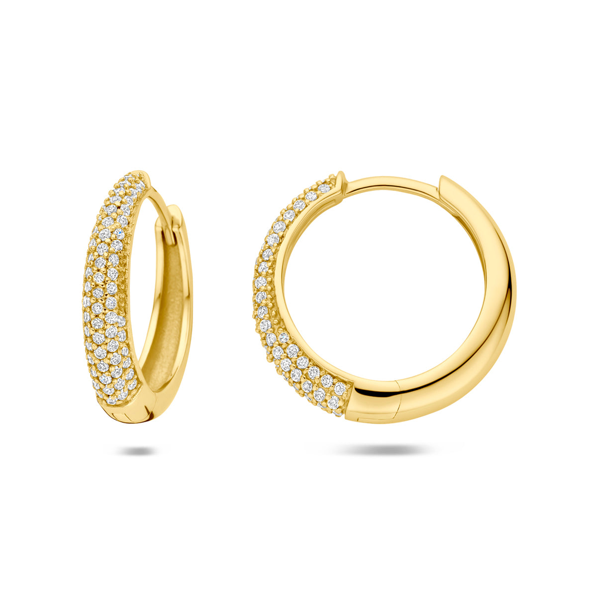 Verguld Zilver Zirkonia Klap Creool 4mm dik