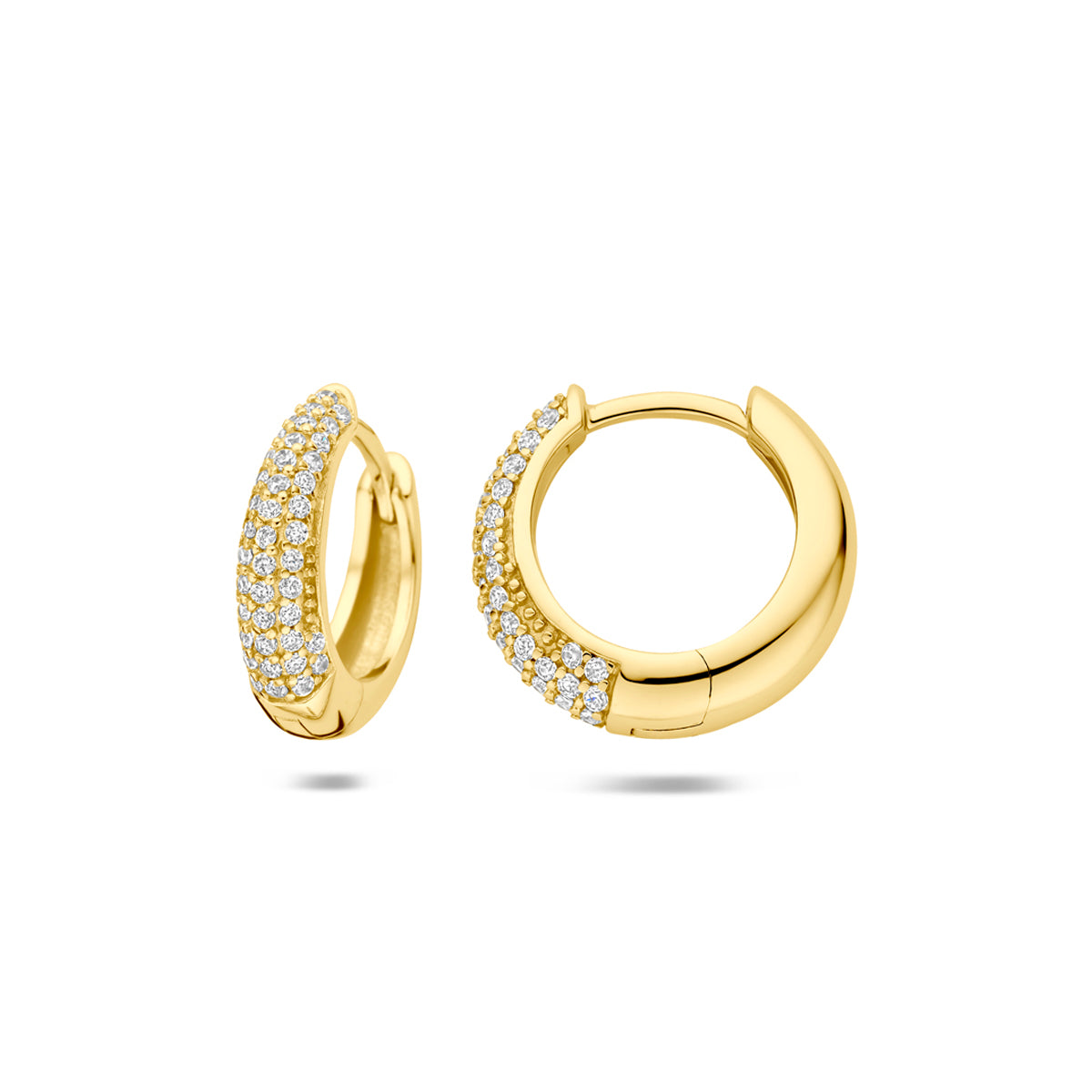 Verguld Zilver Zirkonia Klap Creool 4mm dik