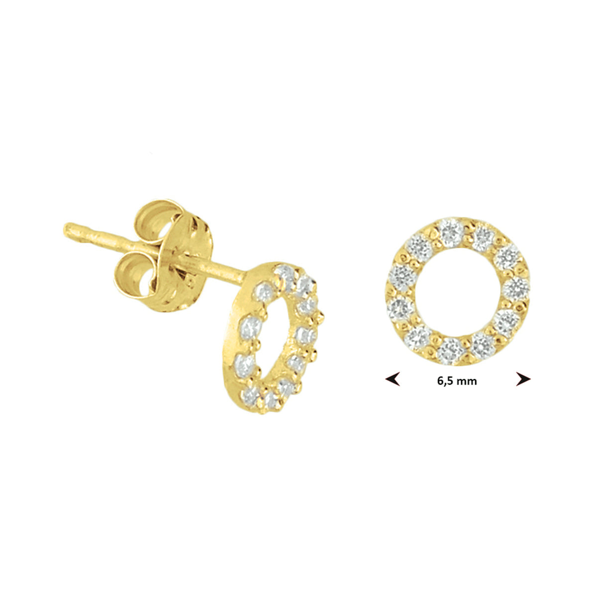 9k Goud Zirkonia Oorknop Ø6.5mm