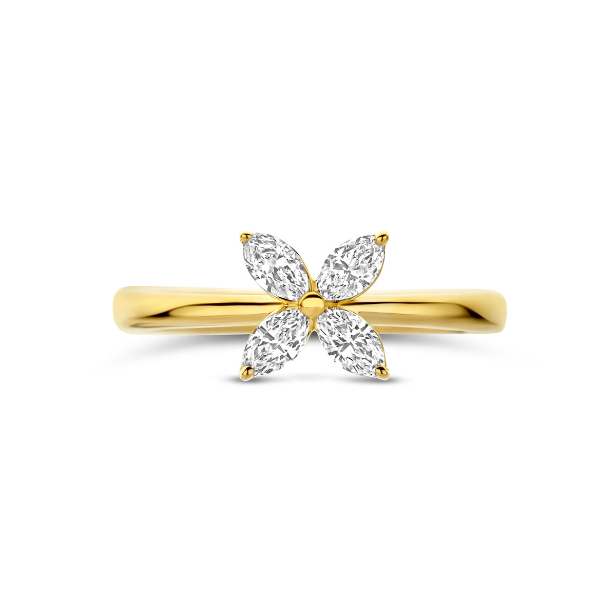 14k Goud Lab Diamant Bloem Ring 0.40ct