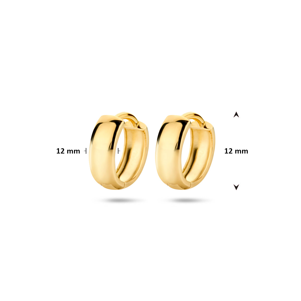 9k Goud Klap Creool 12x3.2mm