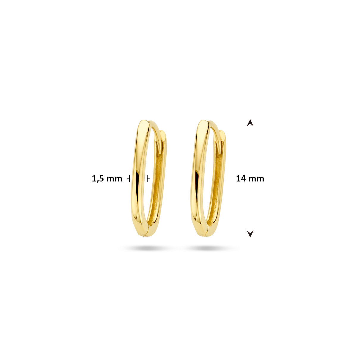 9k Goud Paperclip Klap Creool 14x1.5mm