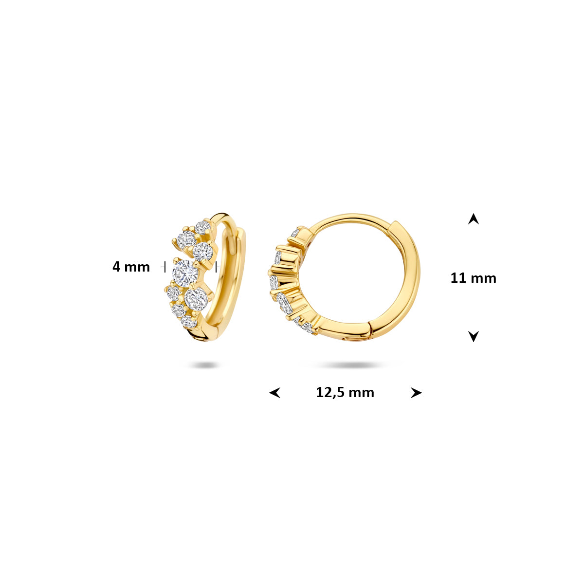 Verguld Zilver Zirkonia Klap Creool 11x12.5mm