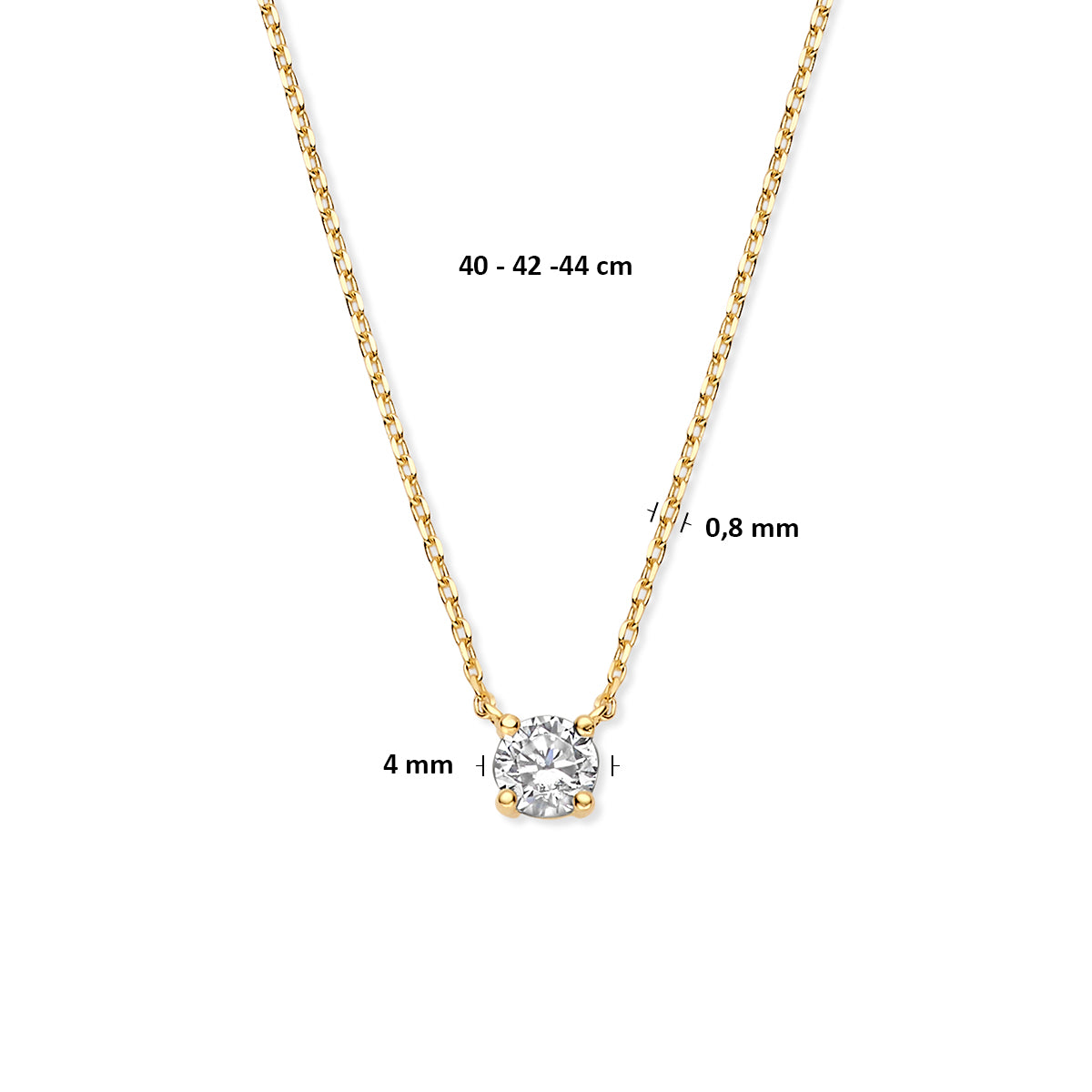 9k Goud Zirkonia Collier 40-42-44cm