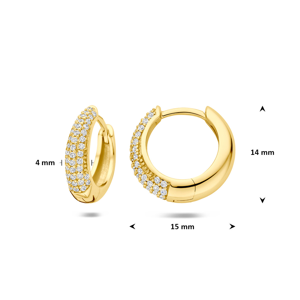 Verguld Zilver Zirkonia Klap Creool 4mm dik