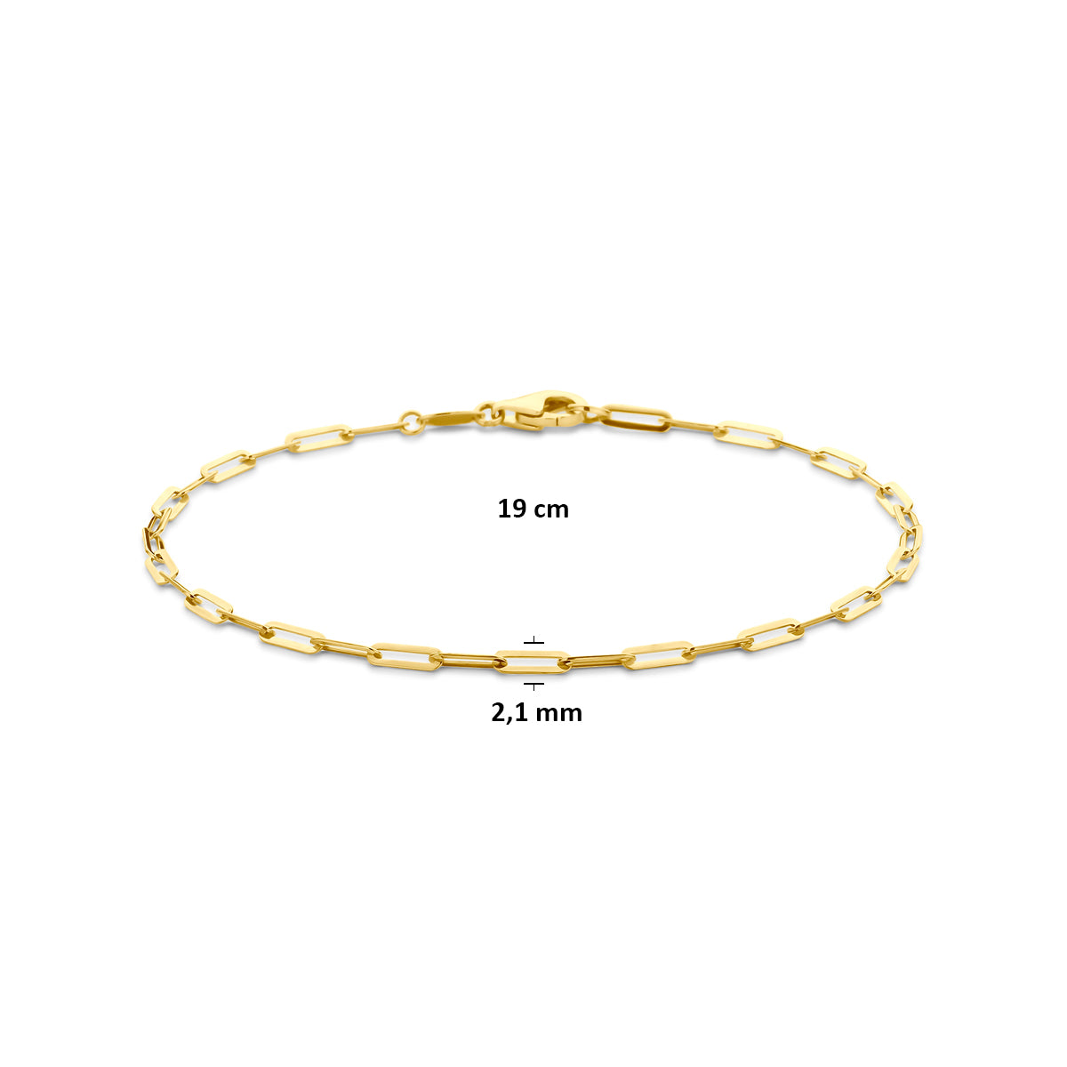 9k Goud Karabijnsluiting Armband 2.1mm