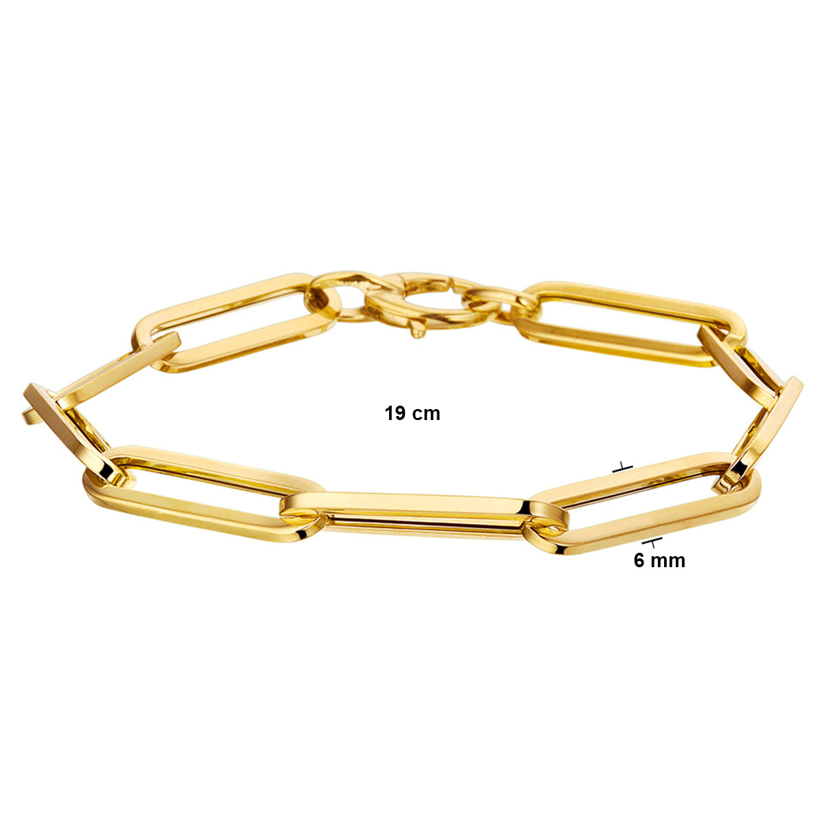 9k Goud Karabijnsluiting Paperclip Armband 6.0mm