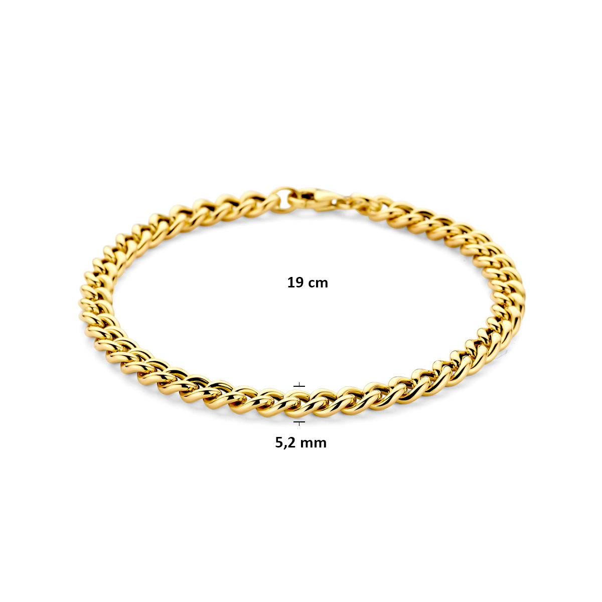 14k Goud Armband Gourmette 5,2mm 19 cm