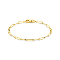14k Goud Armband Paperclip Vierkante Buis 3,0mm 18 cm
