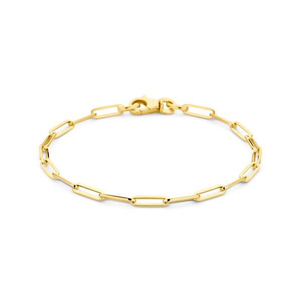 14k Goud Armband Paperclip Vierkante Buis 3,0mm 18 cm