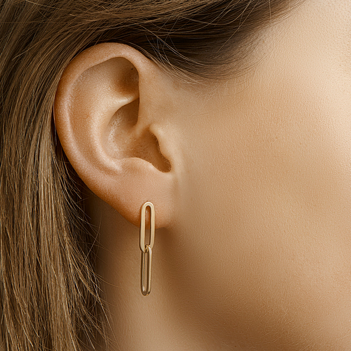 14k Goud Oorhangers Paperclip