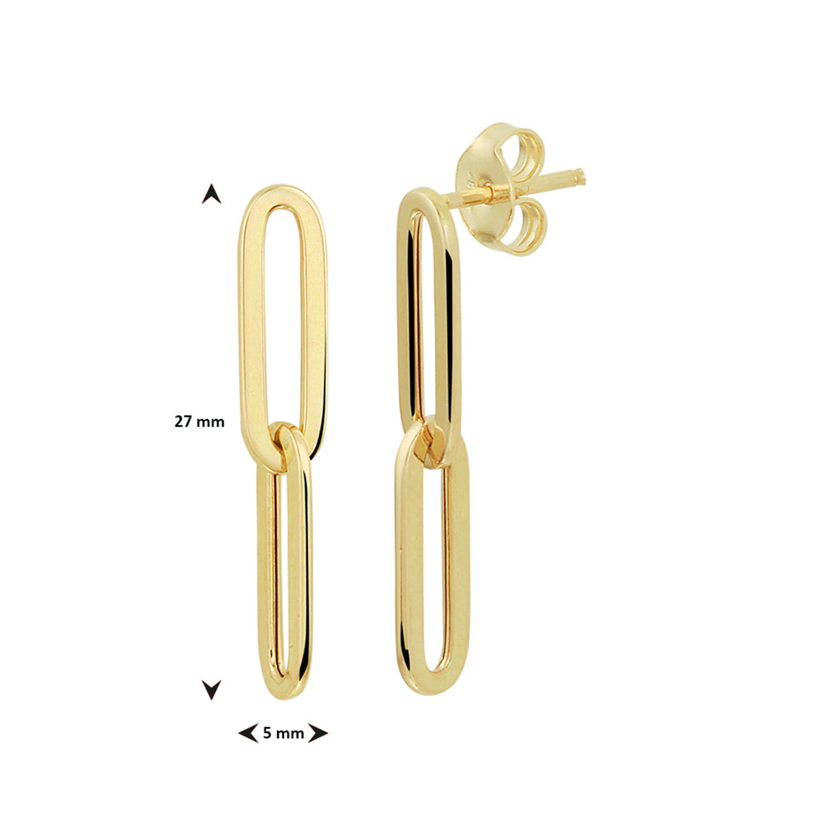 14k Goud Oorhangers Paperclip