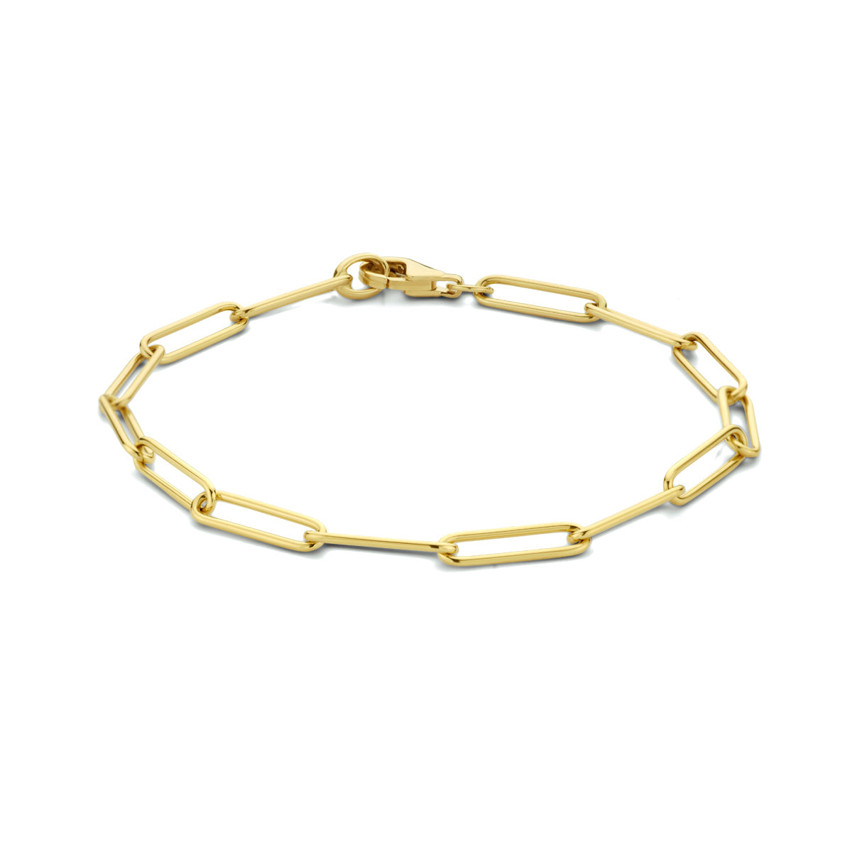 14k Goud Armband Paperclip Rond Massief 3,9mm 19 cm