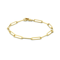 14k Goud Armband Paperclip Rond Massief 3,9mm 19 cm