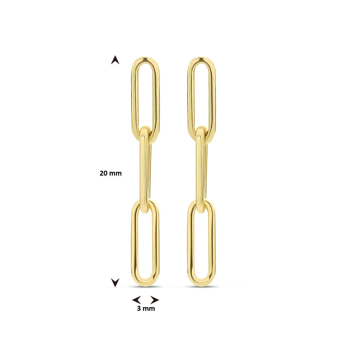 14k Goud Oorhangers Paperclip 20mm