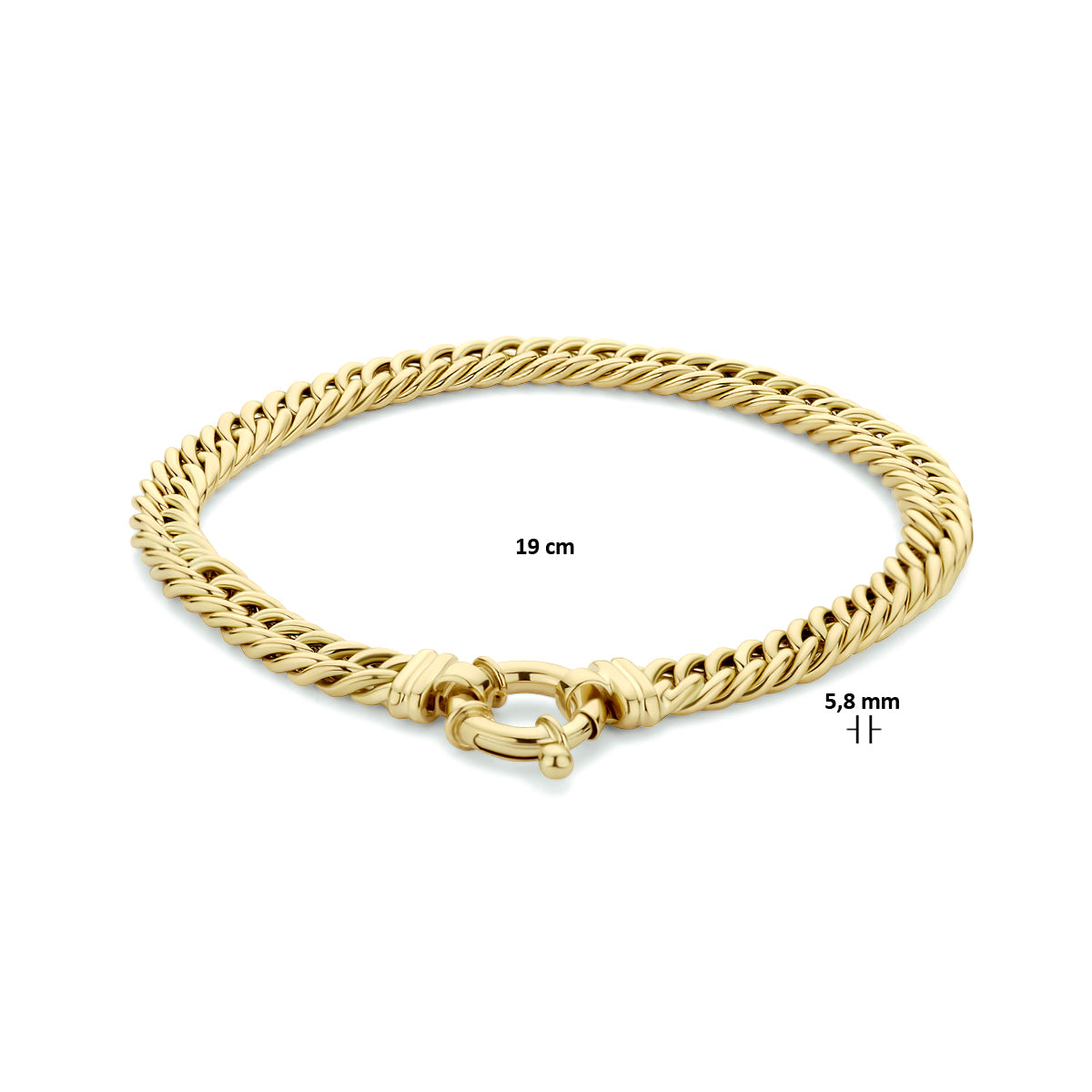 14k Goud Armband Gourmette 5,8mm 19 cm Met Groot Veerslot