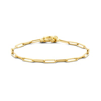 14k Goud Armband Paperclip Vierkante Buis 3,0mm 18 cm Met Groot Veerslot