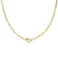 14k Goud Collier Paperclip Vierkante Buis 4,5mm 45 cm Met Groot Veerslot