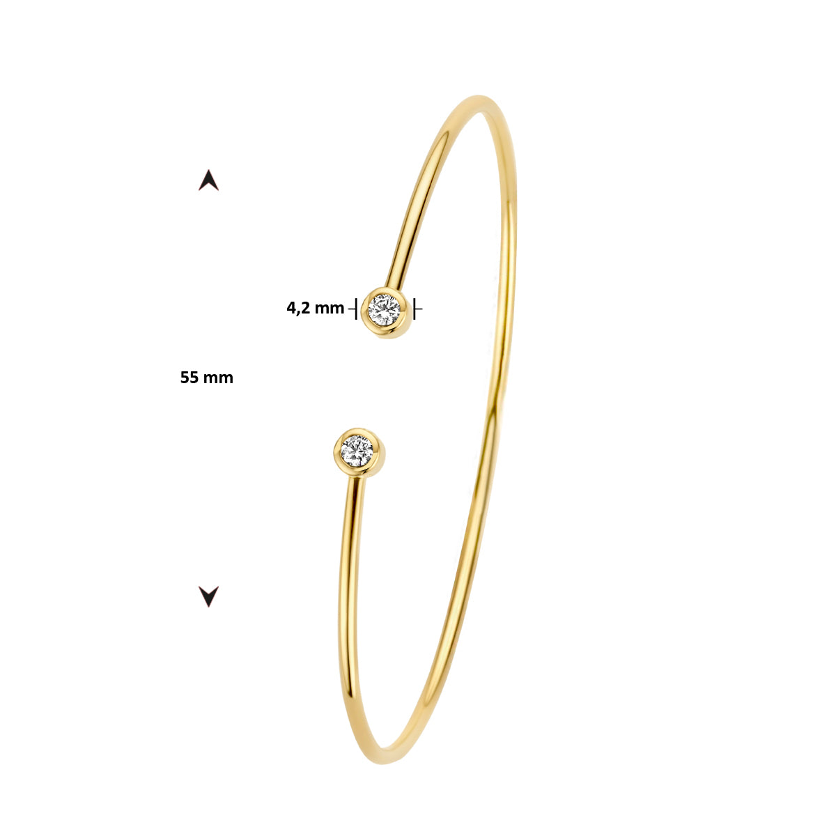 14k Goud Spangarmband Diamant 0.19ct H SI