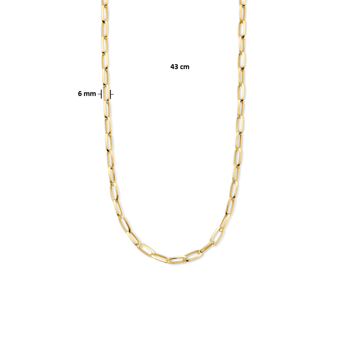 14k Goud Collier Paperclip Spitse Buis 6,0mm 43 cm