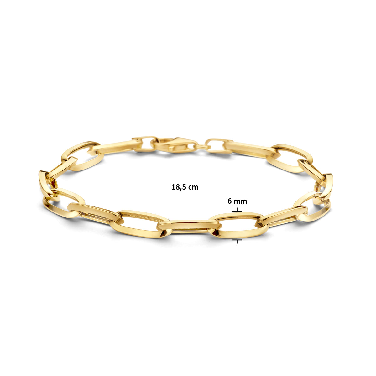 14k Goud Armband Paperclip Spitse Buis 6,0mm 18,5 cm