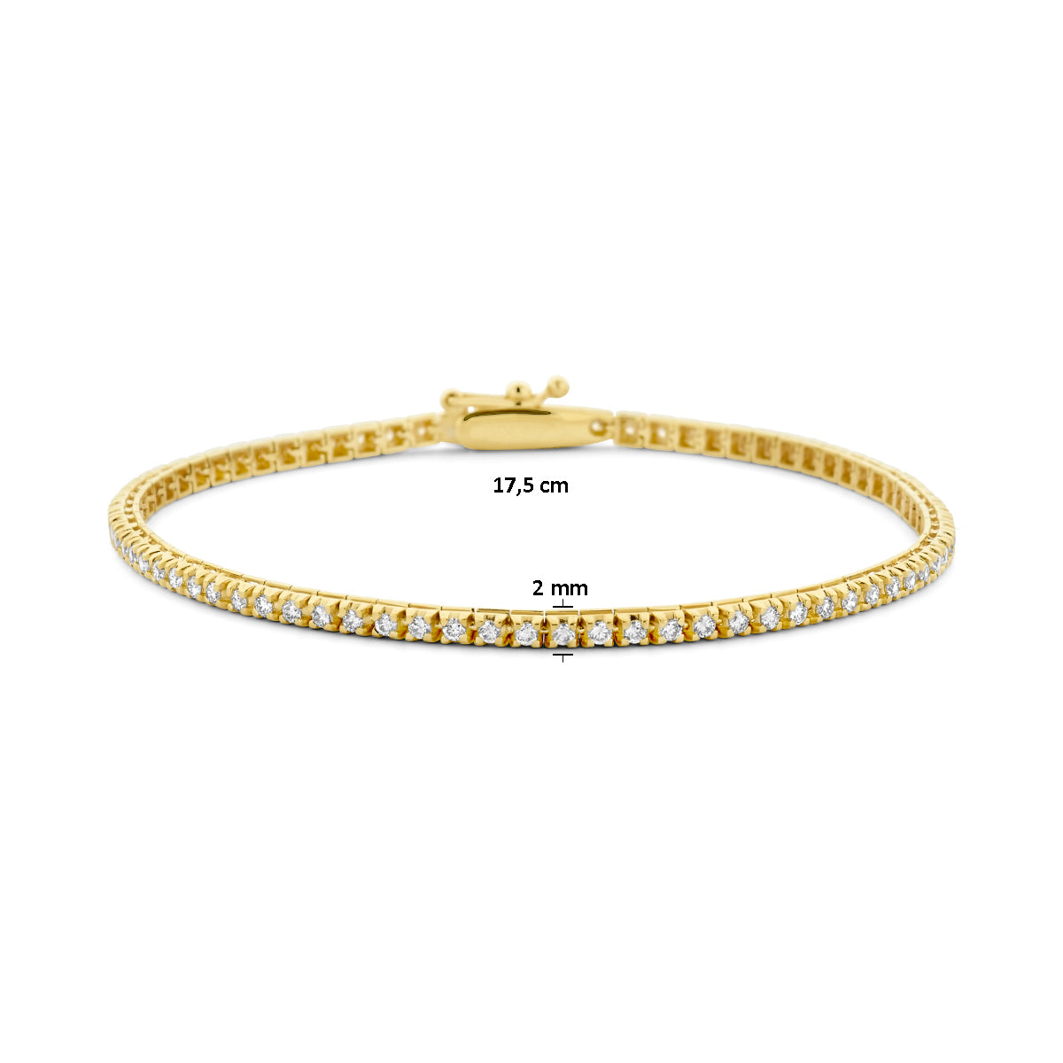 14k Goud Tennisarmband Diamant 1.00ct H SI 2,0mm 17,5 cm