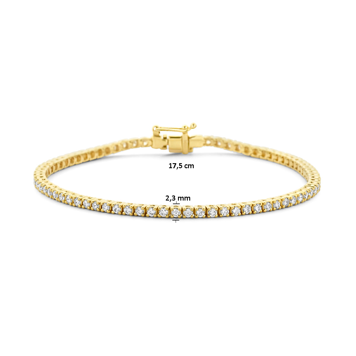 14k Goud Tennisarmband Diamant 2.00ct H SI 2,3mm 17,5 cm