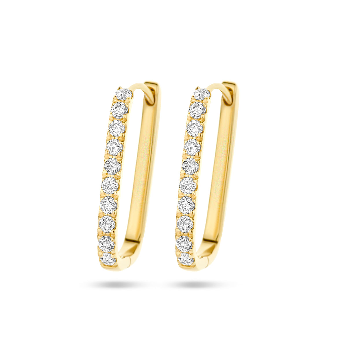 14k Goud Klapoorringen Paperclip Diamant 0.22ct (2x 0.11ct) h si