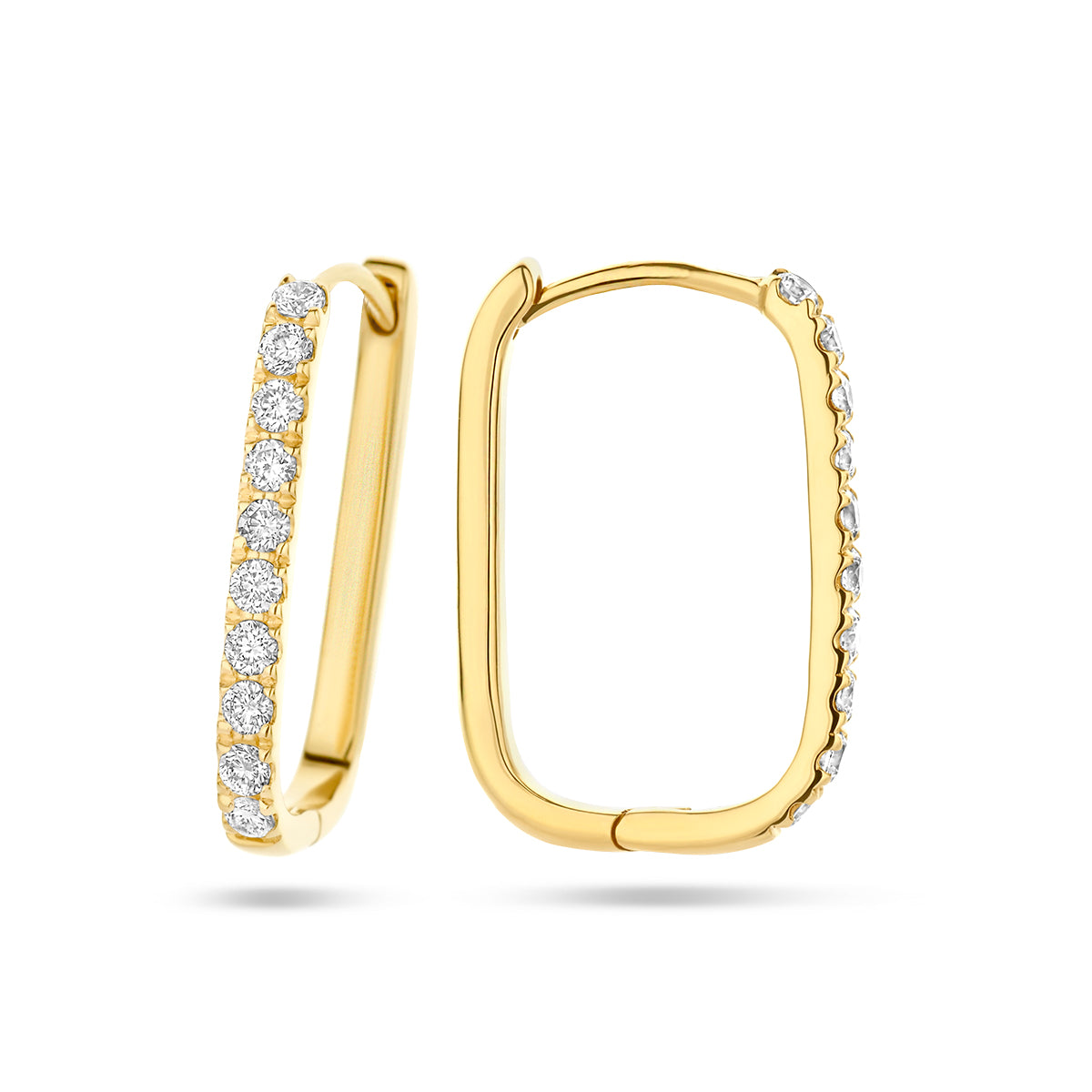14k Goud Klapoorringen Paperclip Diamant 0.22ct (2x 0.11ct) h si
