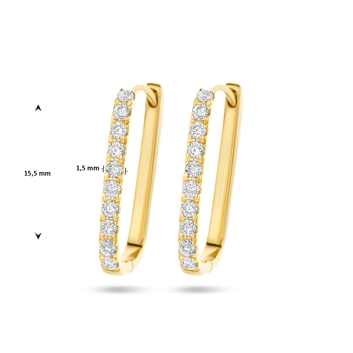14k Goud Klapoorringen Paperclip Diamant 0.22ct (2x 0.11ct) h si