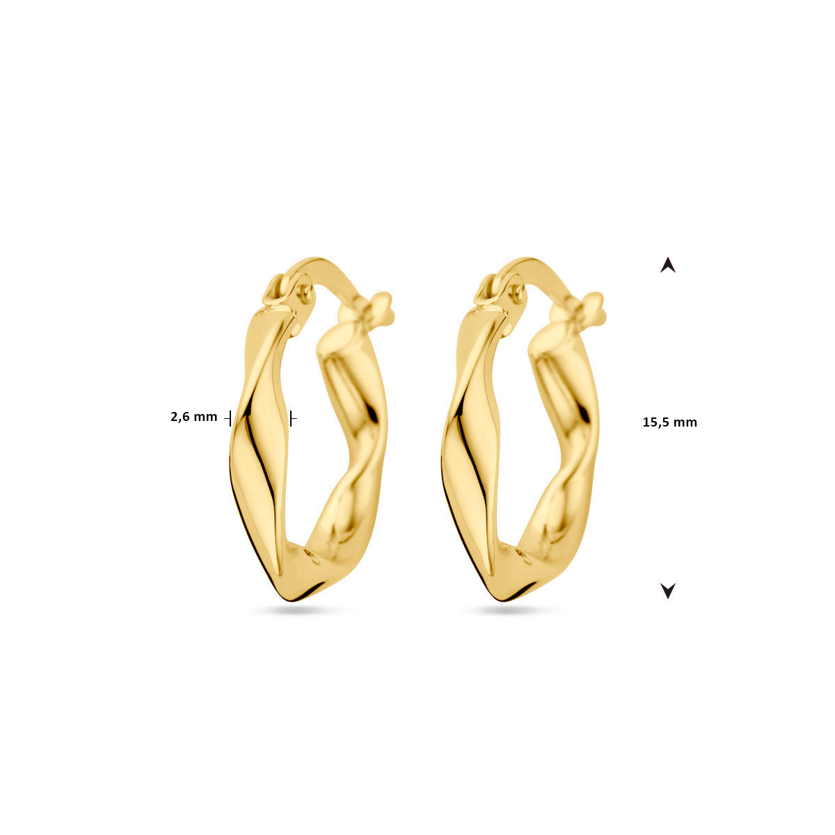 14k Goud Oorringen Gedraaide Buis