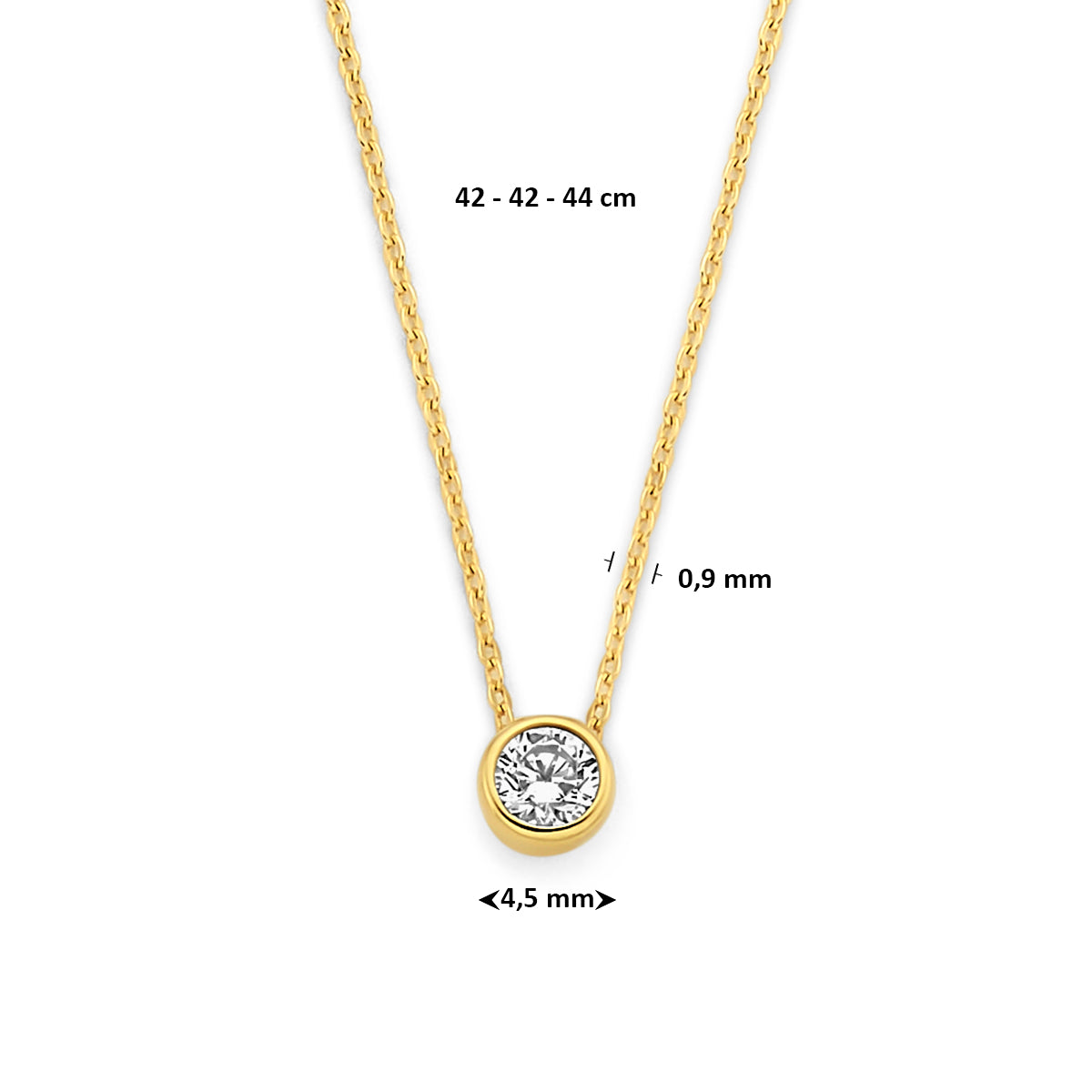 14k Goud Collier Zirkonia 40 - 42 - 44 cm