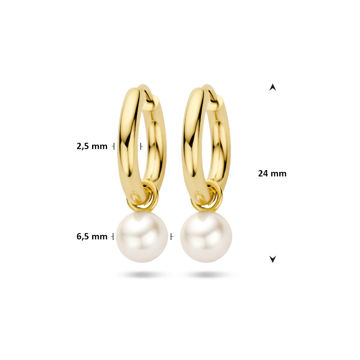 14k Goud Klapoorringen Parel 24mm